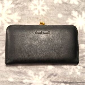 Anne Klein, II black long wallet, kiss lock change pouch, 4 long pockets, EUC